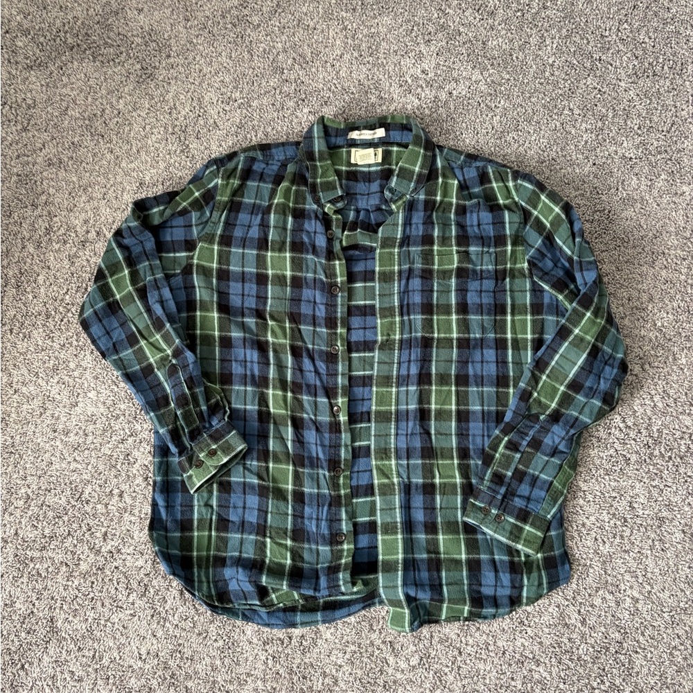 L.L. Bean Green and Blue Plaid Men's Shirt